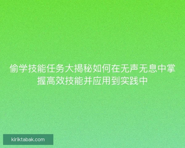偷学技能任务大揭秘如何在无声无息中掌握高效技能并应用到实践中