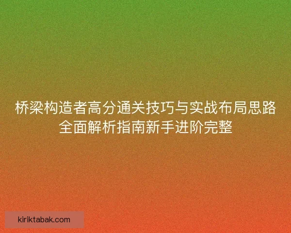 桥梁构造者高分通关技巧与实战布局思路全面解析指南新手进阶完整