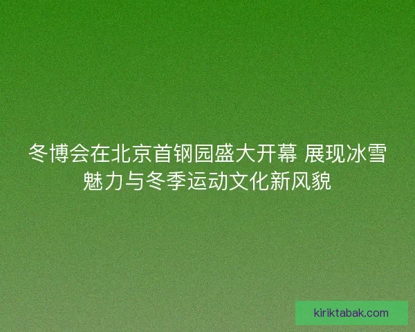冬博会在北京首钢园盛大开幕 展现冰雪魅力与冬季运动文化新风貌
